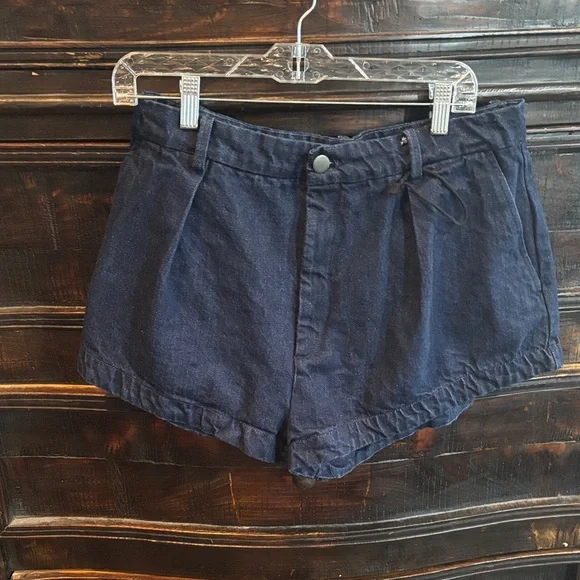 NWT Zara Dark Blue Denim High Waist Women's Shorts - Picture 1 of 3